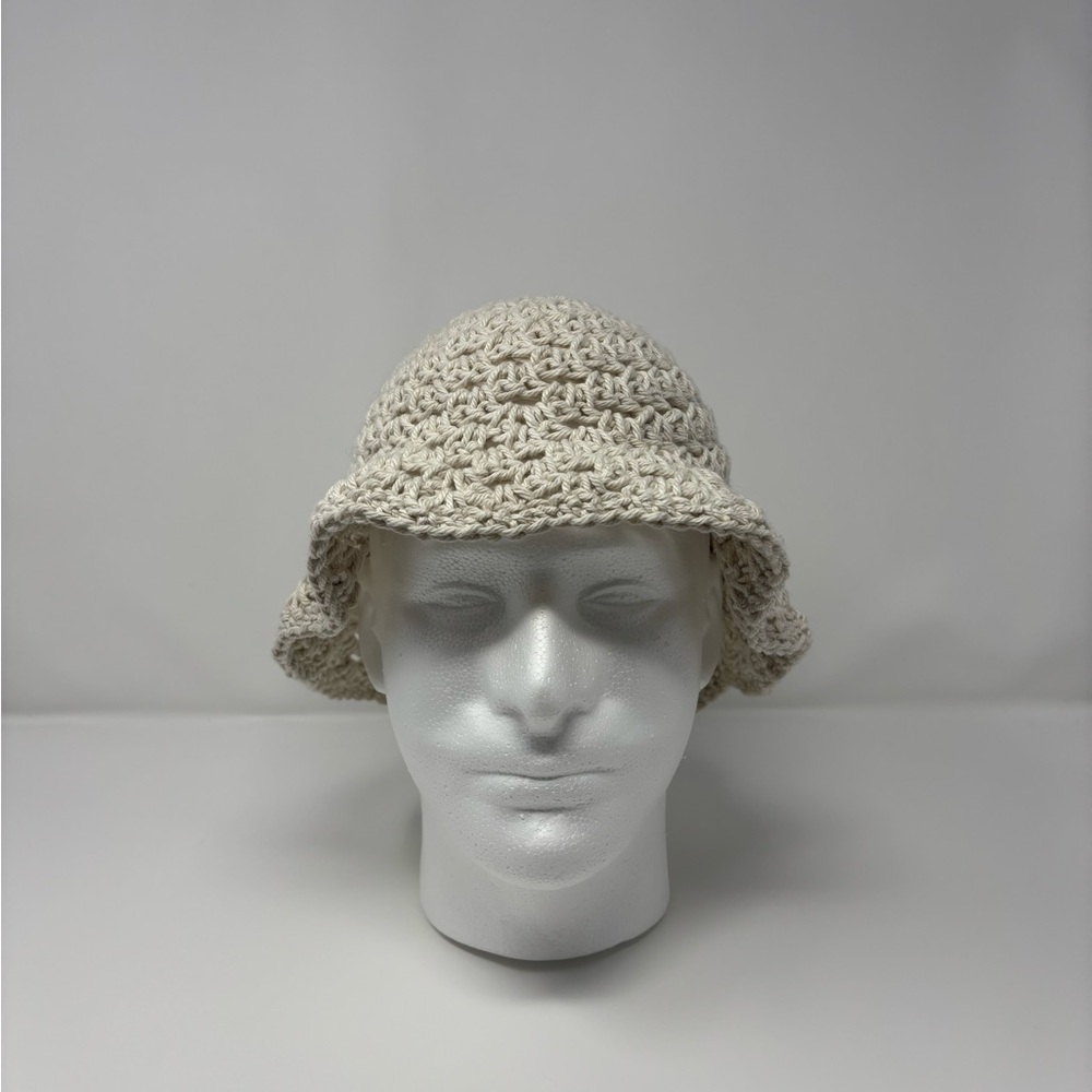 Cream Crochet Granny Stitch Bucket Hat - Picture 2 of 4